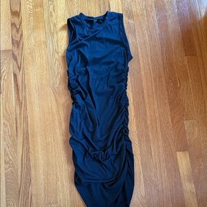 SHEIN Black Ruched Midi Dress